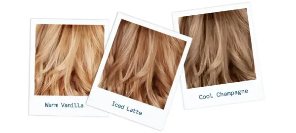Tres tonos de rubio natural: Warm Vanilla, Iced Latte y Cool Champagne.